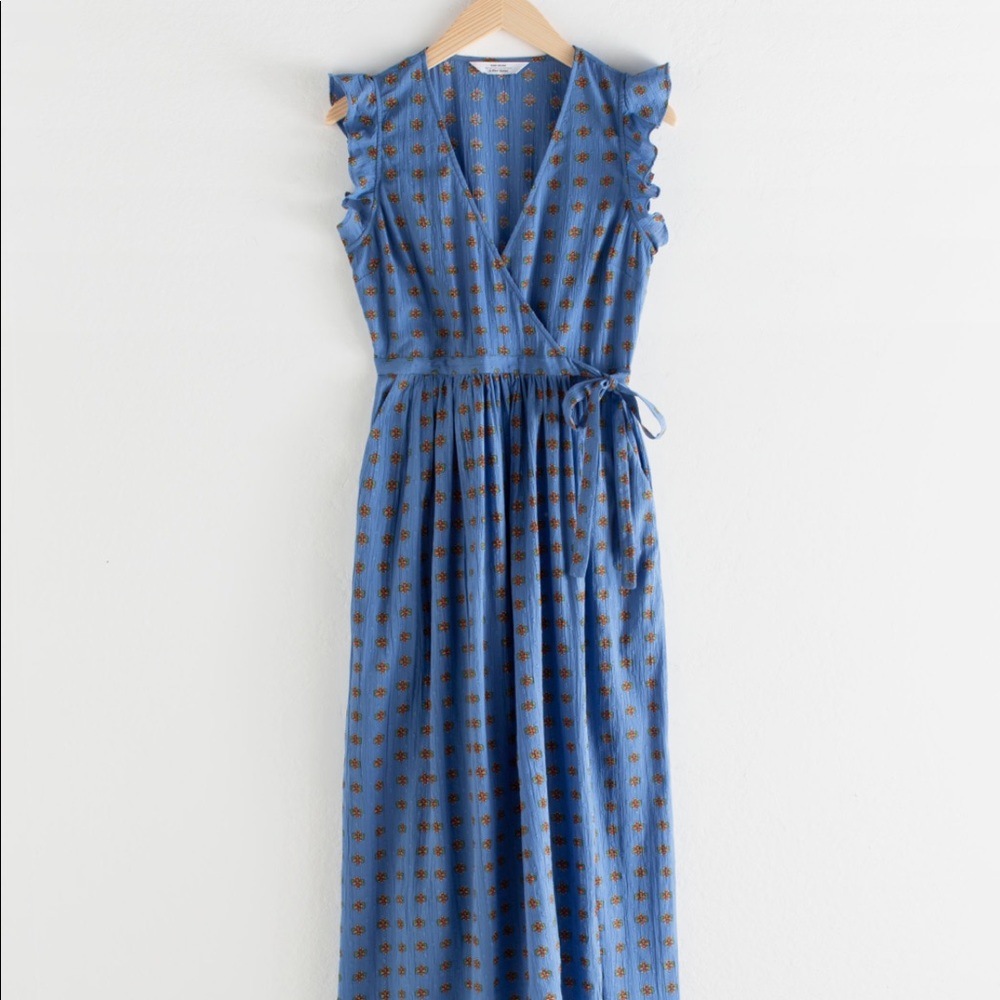 ISO & Other Stories Cotton Crepe Midi Wrap Dress